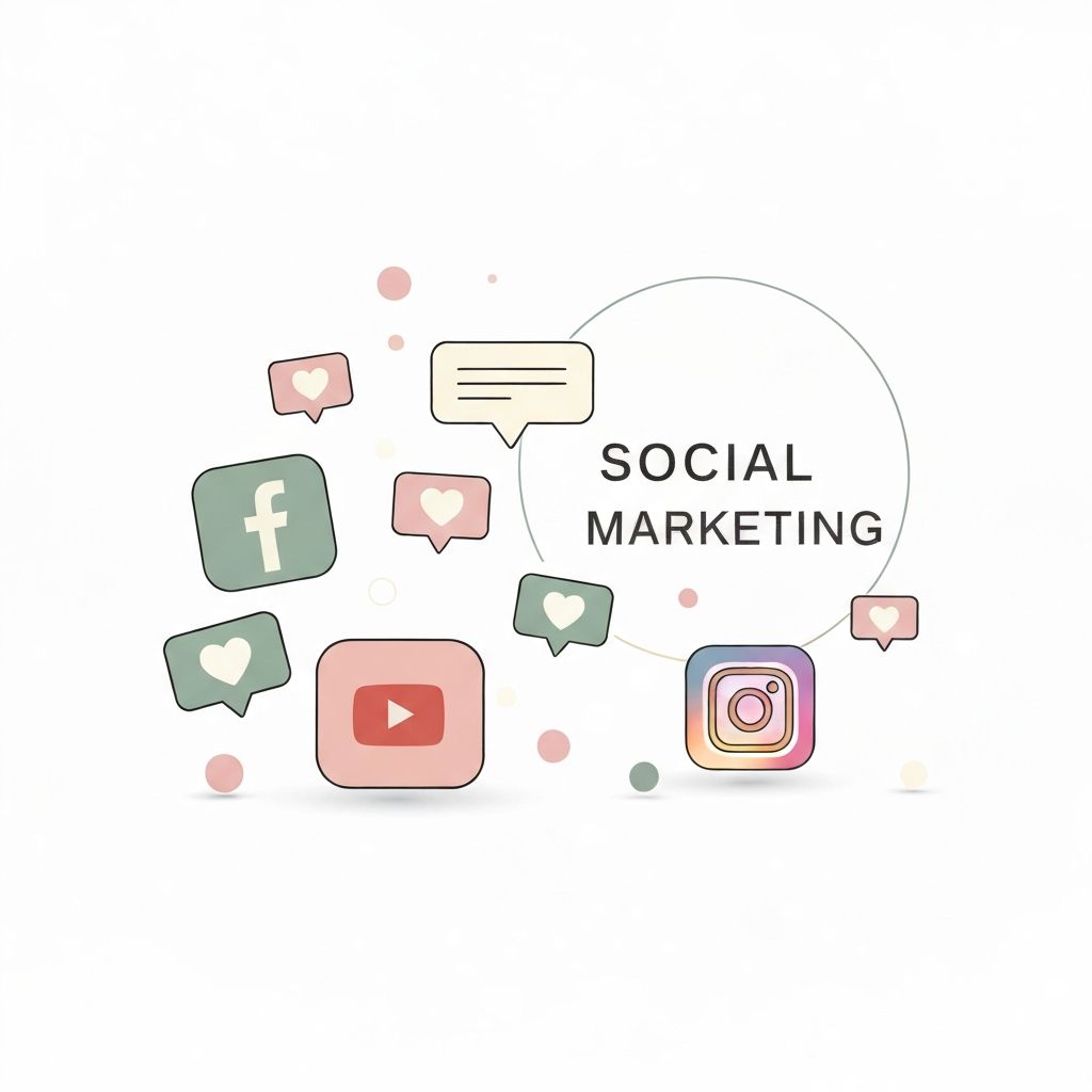 Sosyal medya pazarlaması illüstrasyonu